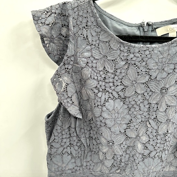 LOFT Lace Flutter sleeve blue tiered woman midi coquette feminine dress 12 - Picture 3 of 14